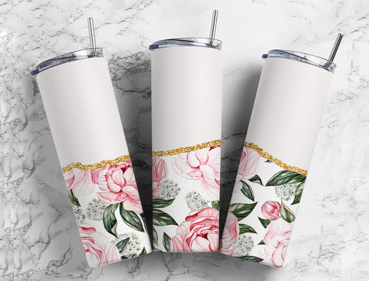 Split Gold Design-Pink Roses Stainless Steel Tumbler