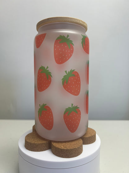 Strawberries Frosted Glass